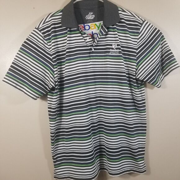 Ahead Extreme Golf Shirt Mens Medium Hard Rock Cafe Punta Cana Striped - Picture 1 of 10